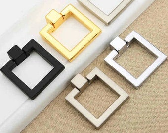 Square Dresser Pull Knobs Drawer Knob Pulls Handles Drop Rings Silver Gold Black Bronze Nickel Kitchen Cabinet Pulls Knobs Modern Hardware