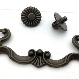 4 1/2 Rustic Drop Bail Drawer Knobs Pulls Handles Dresser Knob Antique Bronze Cabinet Door Pulls 4.5 114 mm ARoseRambling Vintage Style image 6