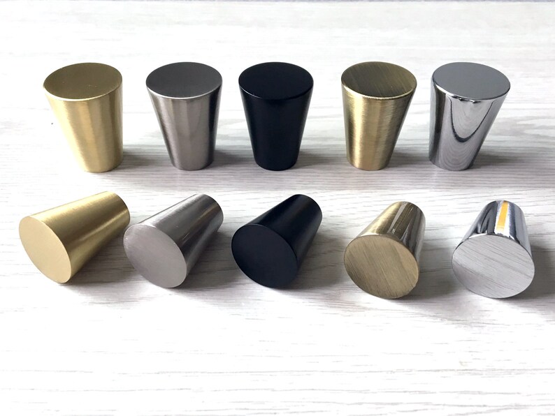 Conical Knob Tapered Knobs Brushed Nickel Gold Chrome Bronze Etsy