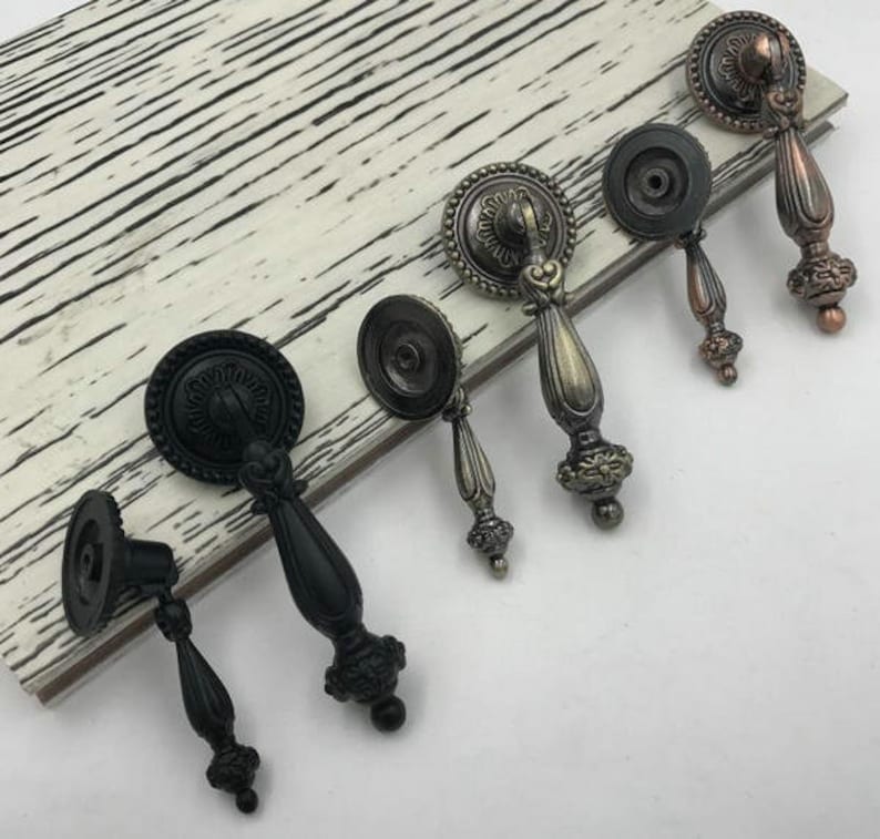 Black Drop Pulls Pendant Style Drawer Knob Pull Red Bronze Etsy