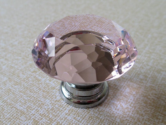 Glass Knobs Pink Crystal Knobs Dresser Knobs Drawer Knobs Etsy