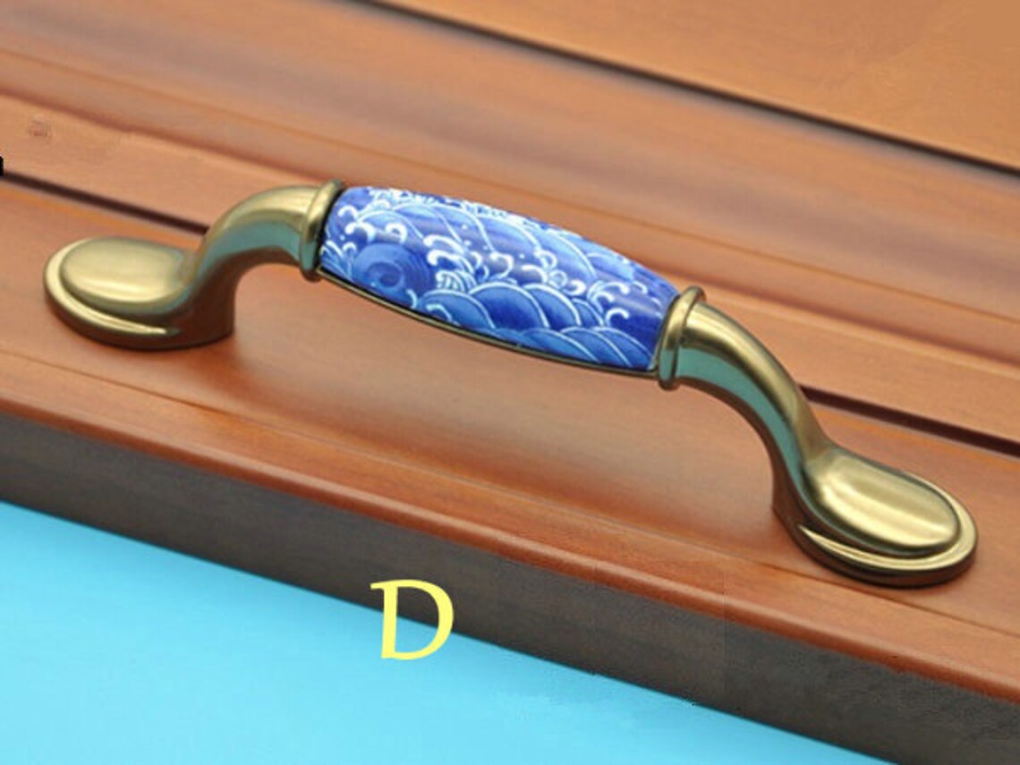 Blue White Dresser Pulls Drawer Pull Handles Kitchen Etsy