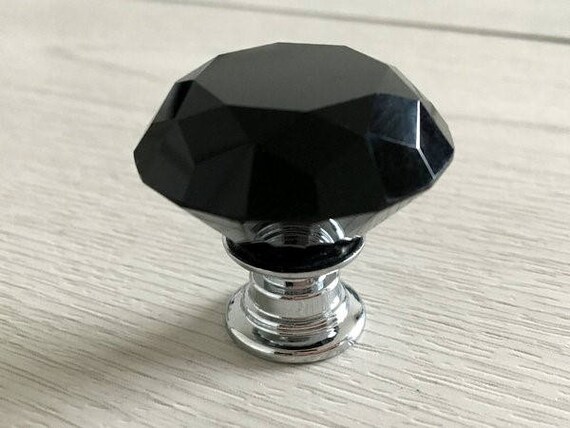 Black Crystal Knob Rhinestone Dresser Knobs Glass Drawer Knob Etsy