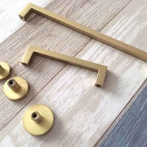 Cabinet Pull Handles Knobs Bar Handle Brushed Gold Brass Dresser Knob Pull Drawer Knobs Pulls Handles Kitchen Cabinet Hardware Square Simple image 6