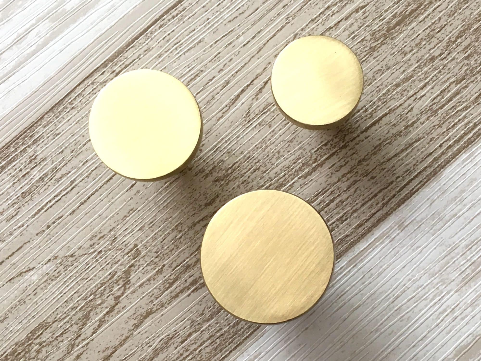 Circle Knob Brushed Gold Knobs Drawer Pulls Drawer Knob Etsy