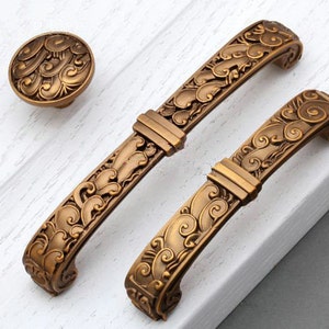 3.75" 5" Dresser Drawer Pulls Handles Knobs Cabinet Knob Retro Kitchen Door Handle Pull Knob Antique Brass Copper ARoseRambling 96 128 mm