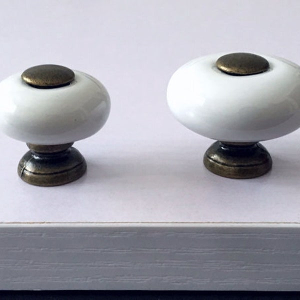 Dresser Knobs Drawer Knob Pulls Handles White Antique Bronze Ceramic Cabinet Knobs / Door Knob Vintage Furniture Retro Porcelain Handles