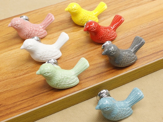 Bird Knobs Dresser Knob Drawer Pulls Handles Ceramic Kids | Etsy