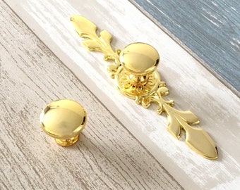 Gold Knob Cabinet Pull Dresser Pulls Drawer Pull Knobs Vanity Handles Kitchen Cabinet Door Handle Pulls Polished Gold Hardware Decorative