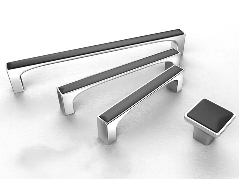 Modern Drawer Pull Handles Dresser Pulls Wood Look Black Etsy