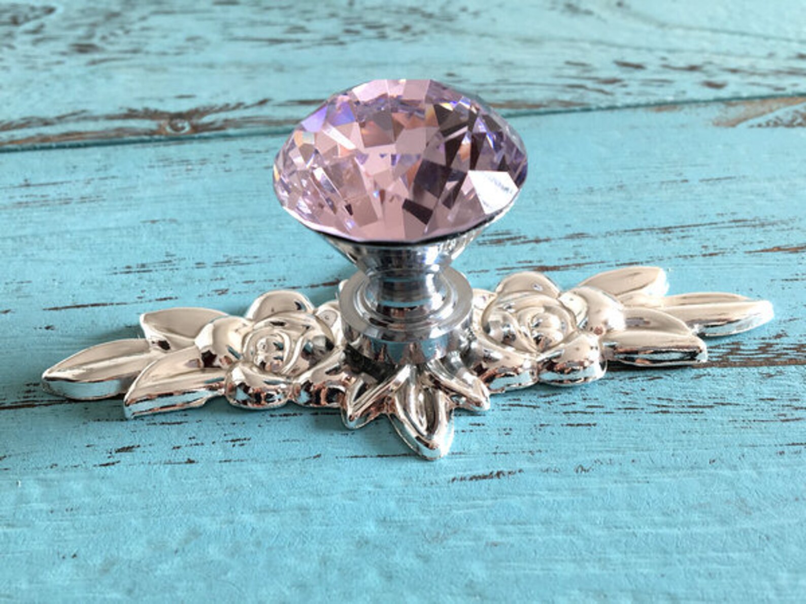 Pink Crystal Drawer Knobs Glass Knob Dresser Knobs Rhinestone Etsy