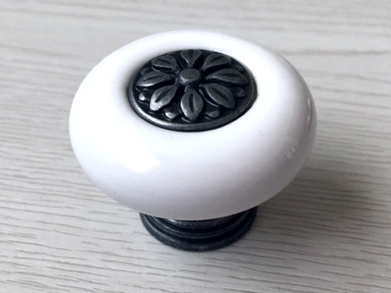 Dresser Knobs / Drawer Knobs Pulls Handles Black White Ceramic Etsy
