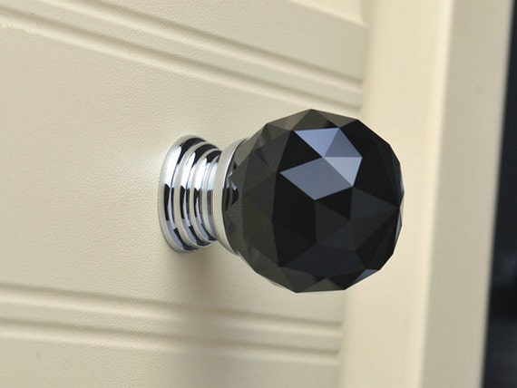 Black Crystal Knobs Glass Knobs Dresser Knobs Drawer Knobs Etsy