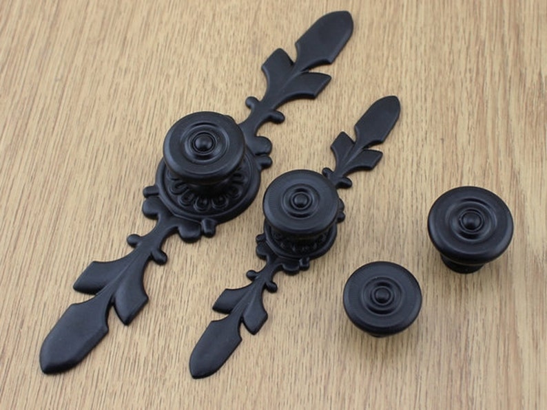 Black Drawer Knob Pull Dresser Knobs Pulls Handles Kitchen Etsy
