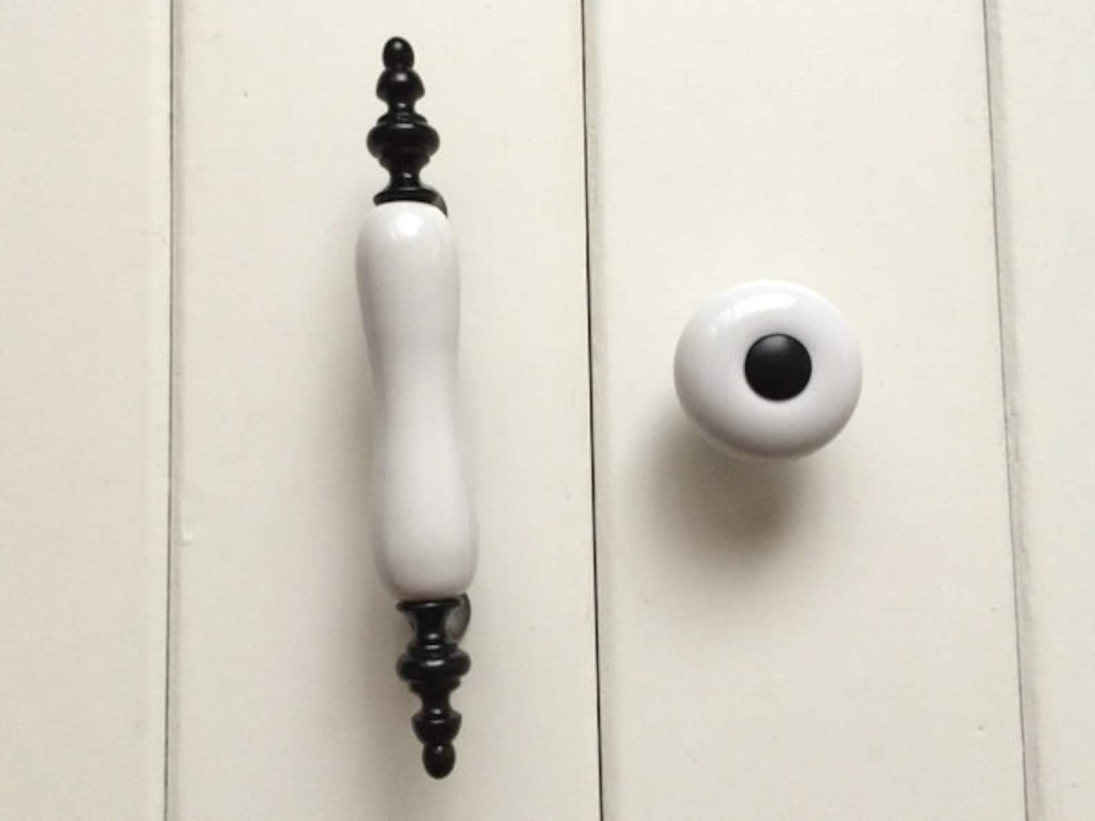 3 Black White Kitchen Door Handles Knob Dresser Etsy