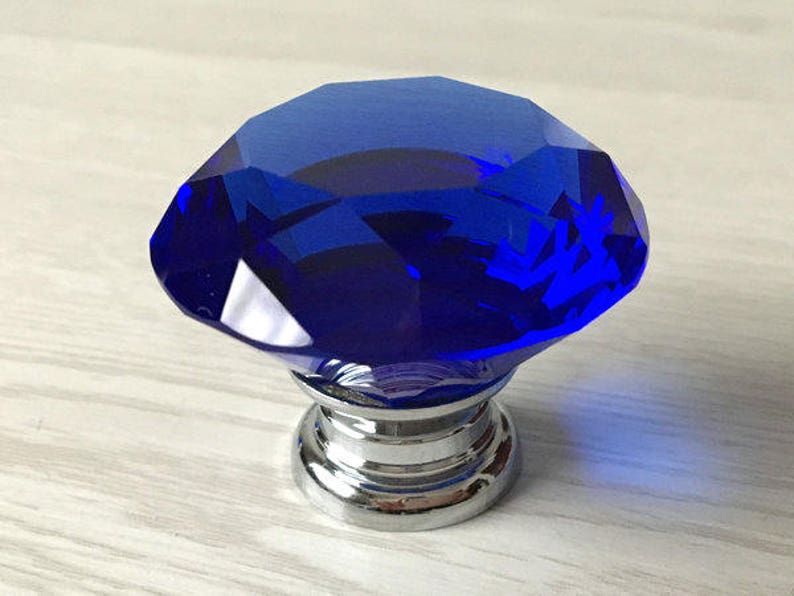 Blue Crystal Knob Rhinestone Dresser Knobs Glass Drawer Knob Etsy