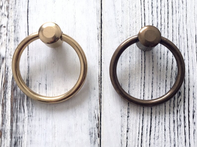 Dia 2.3 Large Drop Ring Drawer Pulls Antique Bronze Brass Etsy
