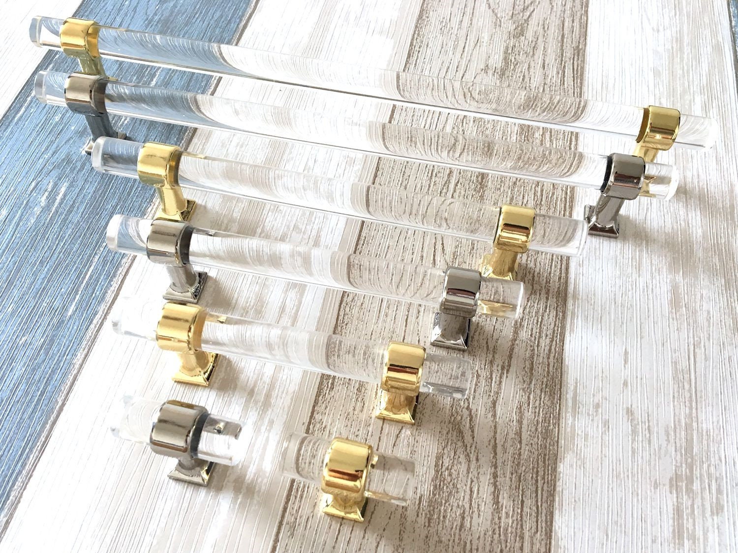 Acrylic Pull Handle Glass Look Lucite Drawer Pull Etsy