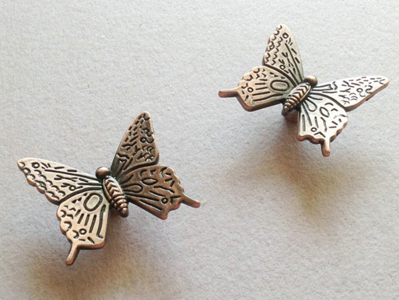 Butterfly Dresser Knobs Pulls Drawer Pull Handles / Kitchen Etsy