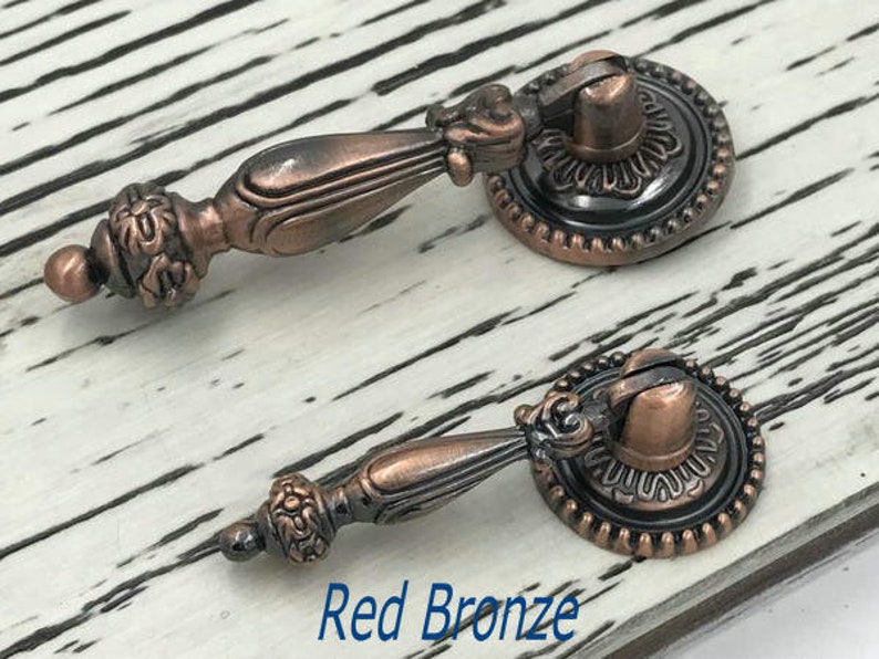 Black Drop Pulls Pendant Style Drawer Knob Pull Red Bronze Etsy