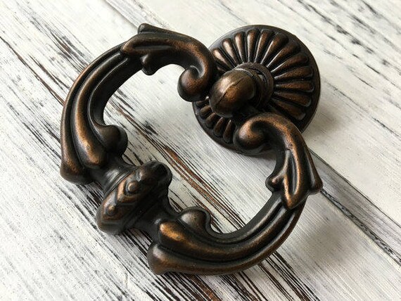 Large Vintage Style Drop Pull Dresser Knob Pull Knobs Drawer Etsy