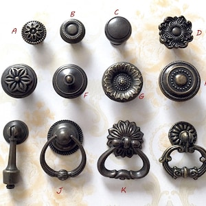 Vintage Look Knob Dresser Knobs Drawer Knobs Pulls Handles Antique Bronze Retro Rustic Drop Ring Cabinet Handles Pull Door Knob Hardware