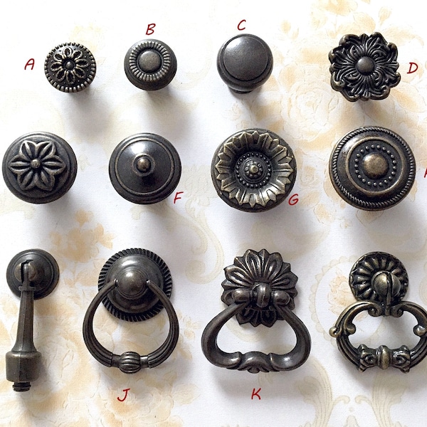 Vintage Look Knob Dresser Knobs Drawer Knobs Pulls Handles Antique Bronze Retro Rustic Drop Ring Cabinet Handles Pull Door Knob Hardware