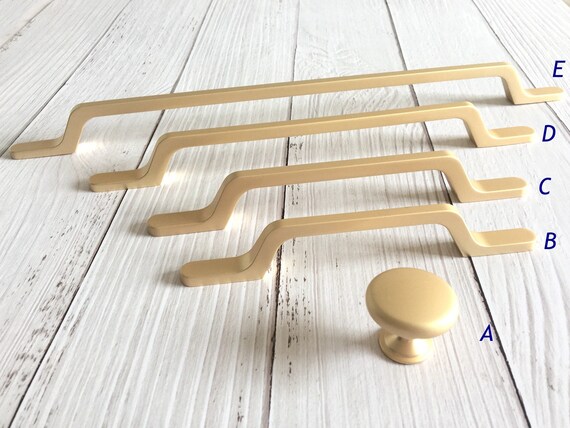 96 128 192 288 Mm Satin Light Gold Cabinet Handles Pulls Knob Etsy