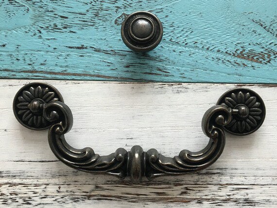 6 Drop Bail Drawer Knobs Pulls Handles Dresser Knob Dark Etsy