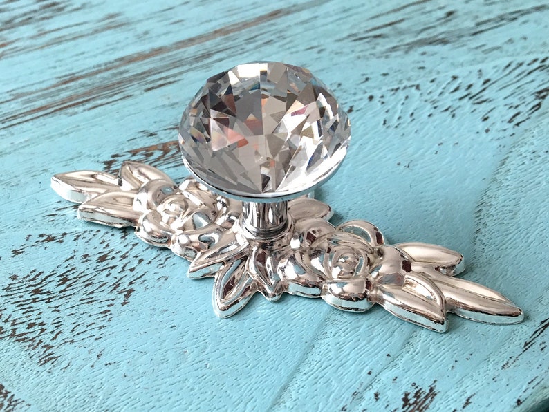 Shabby Chic Glass Crystal Knob Dresser Knobs Drawer Knob Pulls Etsy