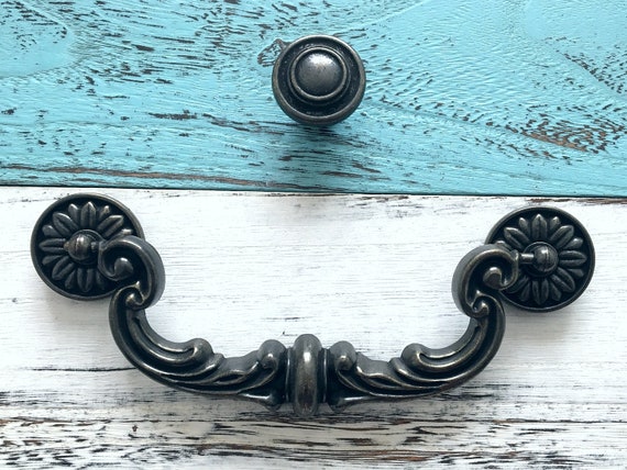 6 Drop Bail Drawer Knobs Pulls Handles Dresser Knob Dark Etsy