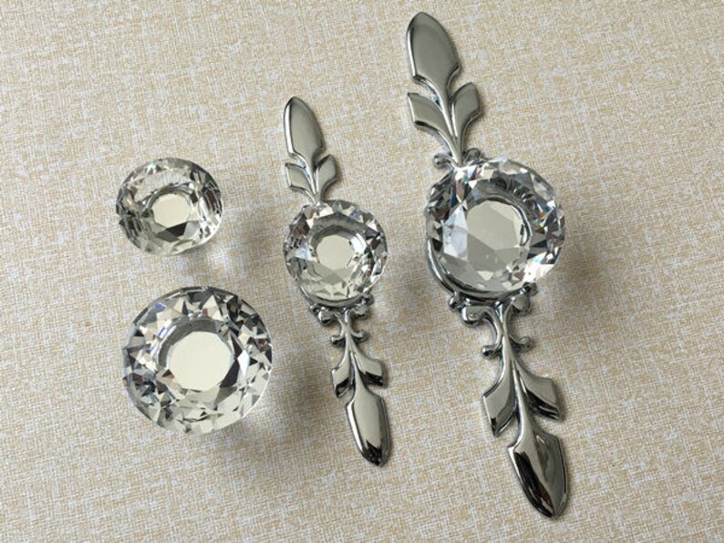 Crystal Knob Rhinestone Dresser Knobs Glass Drawer Knob Pulls Etsy