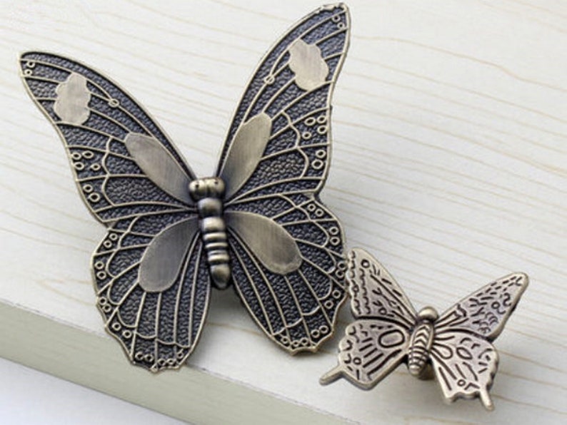 Butterfly Dresser Knobs Pulls Drawer Pull Handles / Kitchen Etsy