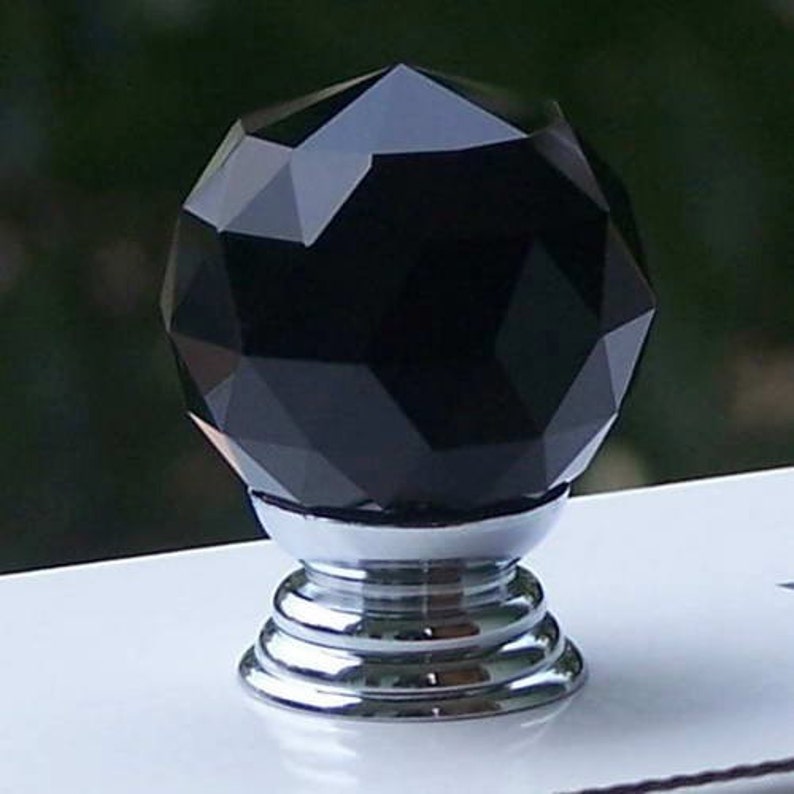 Black Crystal Knobs Glass Knobs Dresser Knobs Drawer Knobs Etsy