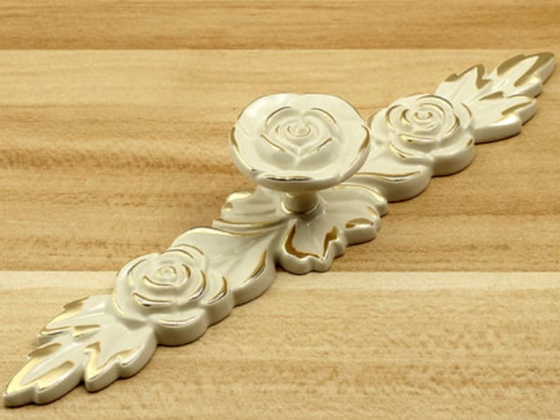 Dresser Knobs Drawer Knob Pulls Pull Handles Rose Flower Gold Etsy