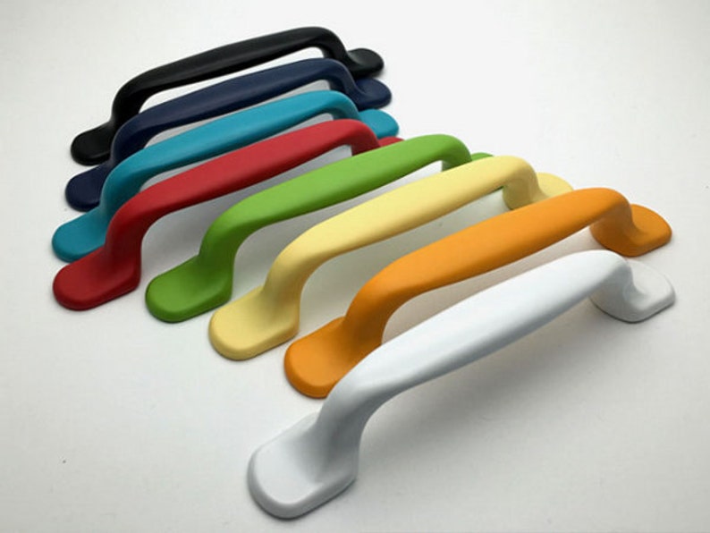 3 75 Colorful Drawer Pull Handles Dresser Knob Handle Cabinet Door Purple Orange Yellow Red Pink Black White Green Blue 96 Mm