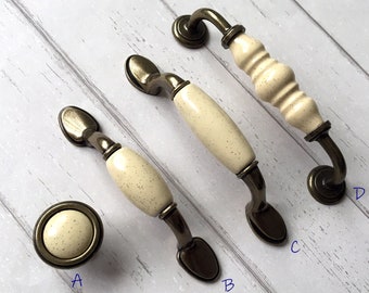 3" 3.75" 5" Drawer Pulls Knobs Handles Dresser Knob Cabinet Door Knob Cream Antique Bronze Kitchen Handle Pull Knob Porcelain 76 96 128 mm