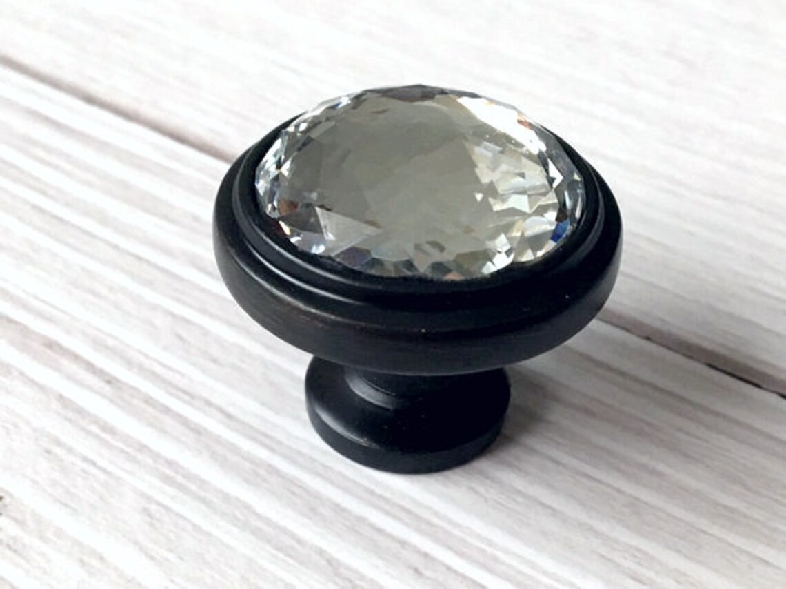 Glass Knob Crystal Knobs Oil Rubbed Bronze Dresser Etsy