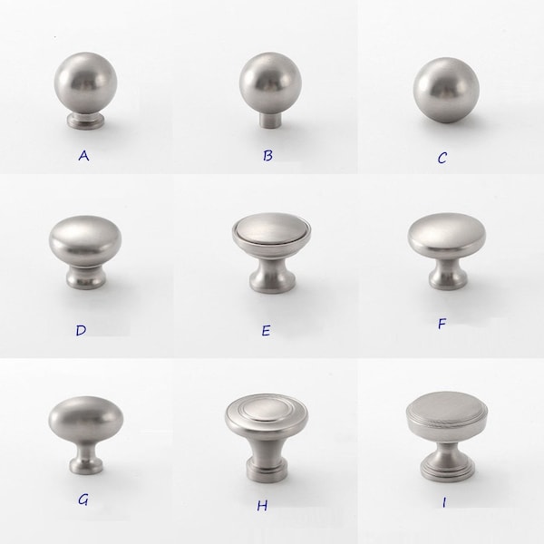 Boutons sphériques minimalistes d'armoire en acier nickel brossé Sphère argentée Bouton de placard Cercle élégant Poignées de cuisine Quincaillerie de meubles modernes