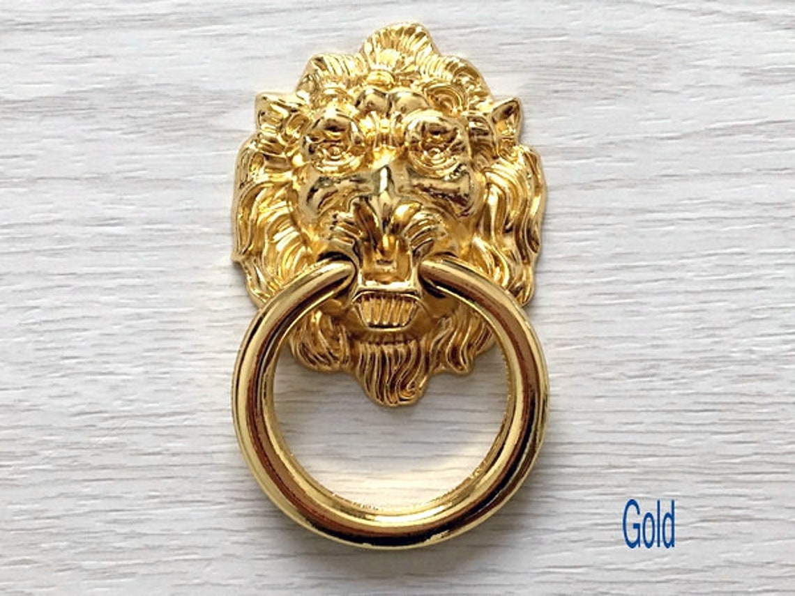 Lion Head Drawer Pull Knobs Dresser Drop Ring Antique Bronze Etsy