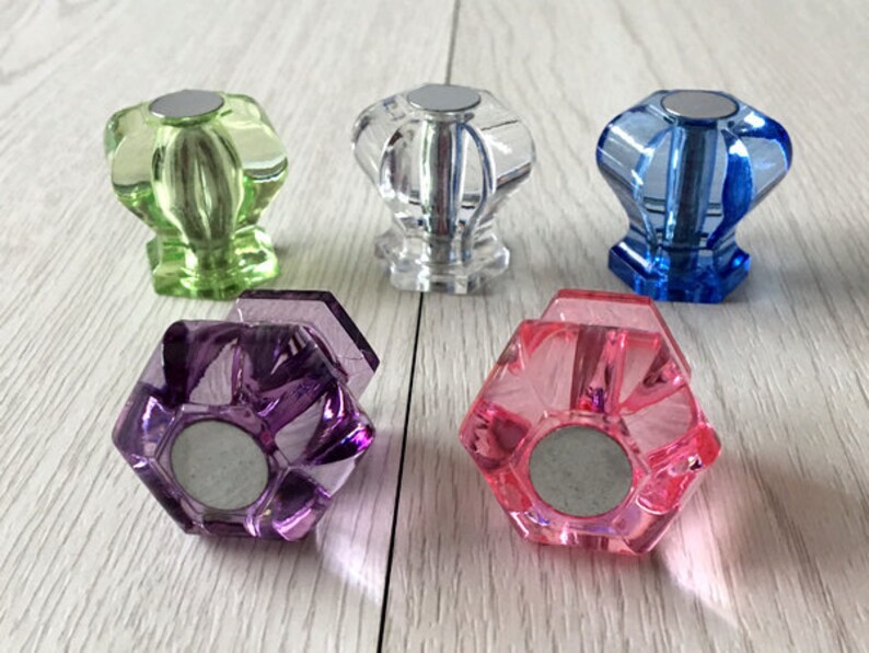 Acrylic Knob Crystal Glass Look Knobs Dresser Knob Green Etsy