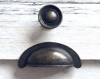 2.75" Cup Bin Drawer Pulls Handles Dresser Pull Handle Cabinet Door Handles Retro Rustic Dark Antique Bronze Vintage Look  2 3/4" 70 mm