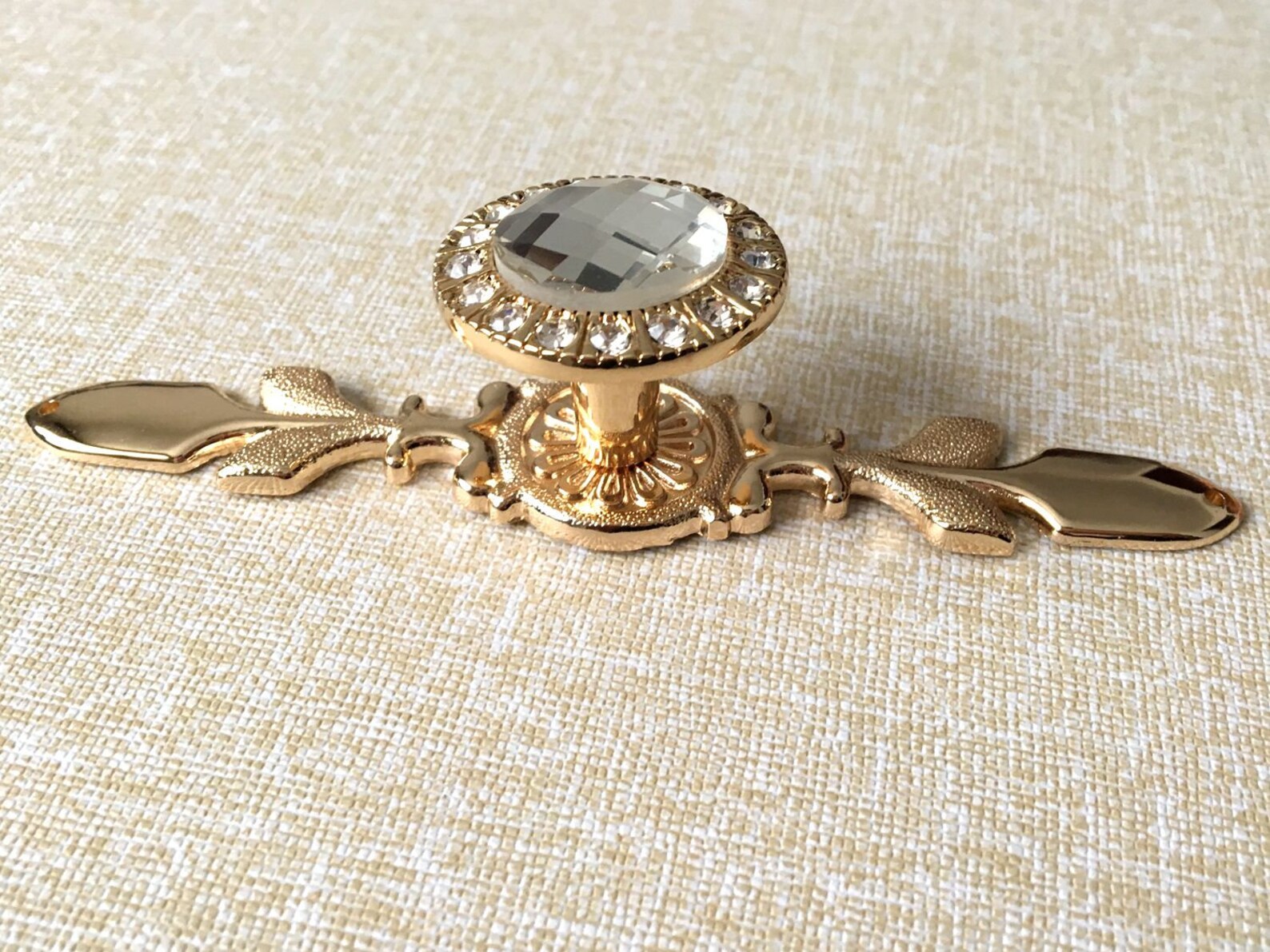 Gold Crystal Knob Rhinestone Knobs Glass Dresser Knob Drawer Etsy