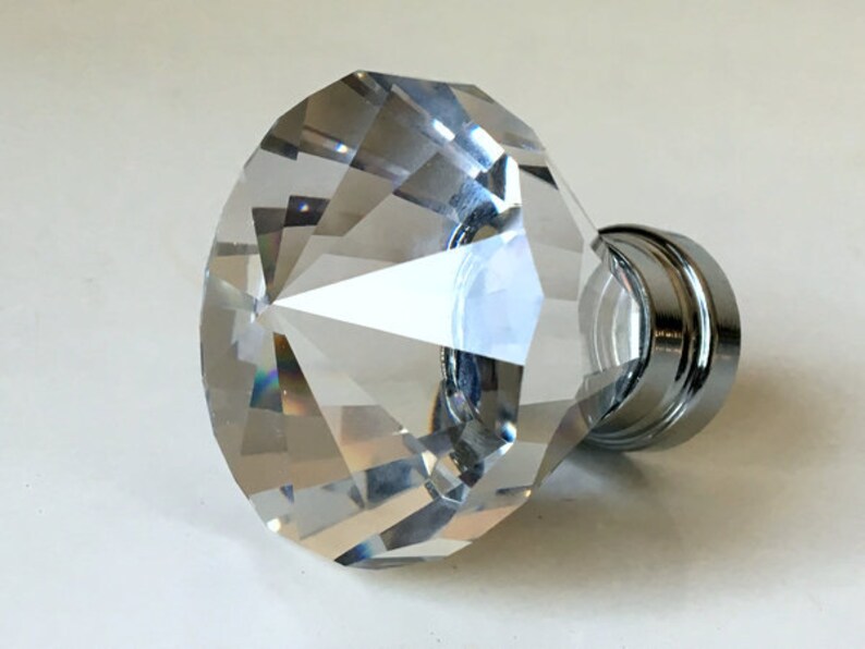 Large Crystal Knobs Drawer Knob Rhinestone Kitchen Etsy