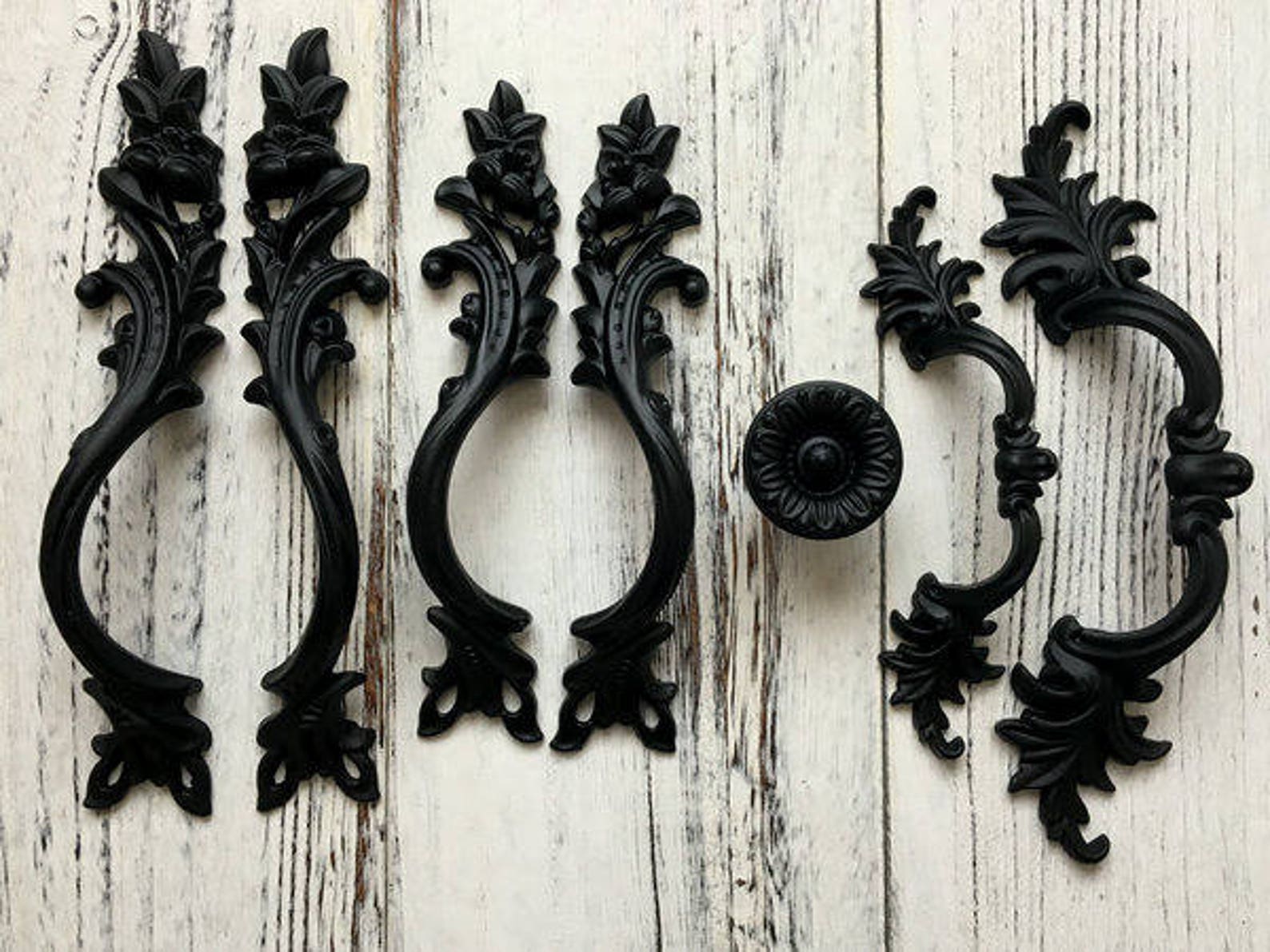 Black Rustic Drawer Knob Pull Handles Kitchen Pulls Etsy
