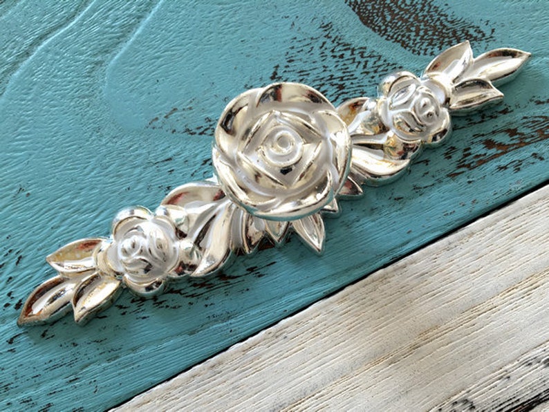 Shabby Chic Silver White Flower Knobs Dresser Knobs Drawer Etsy