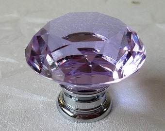 Lavender Glass Knobs / Dresser Knobs / Drawer Knobs Pulls Handles Purple Crystal Knob Pull Handle / Kitchen Cabinet Hardware ARoseRambling