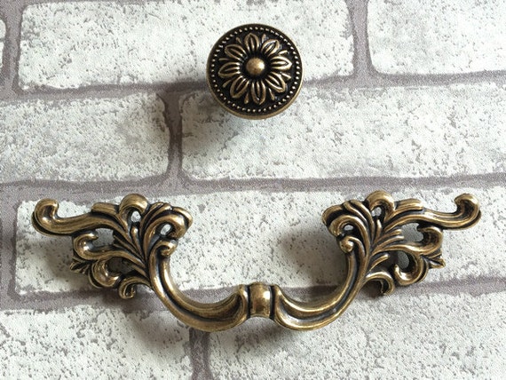 3 1/2-Inch Stamped Brass Cup Drawer Pull In Antique-By-Hand - 3