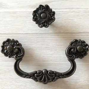 4" Drop Hanldes Bail Drawer Pulls Handle Knobs Dresser Knob Dark Antique Bronze Rustic Cabinet Door Pulls 100 mm ARoseRambling Vintage Style