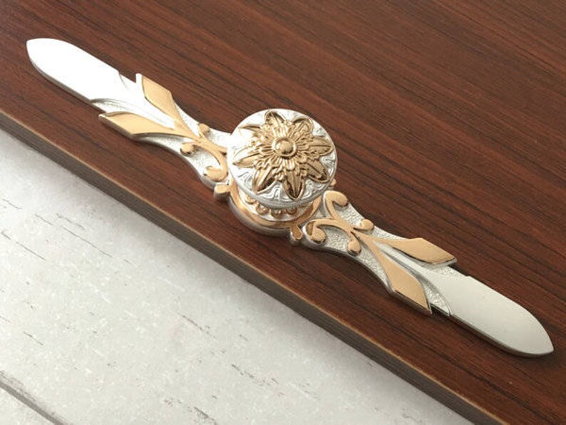 Shabby Chic Dresser Knobs Gold Flower Drawer Knob Pulls Etsy